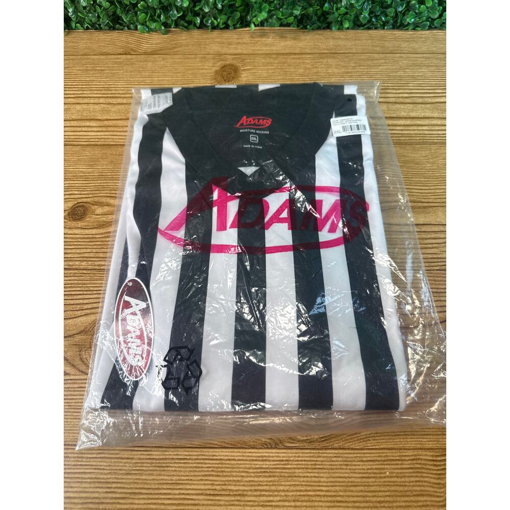 NWT Adams 2XL Referee Basketball 3" Striped Jersey Shirt For Sports Halloween